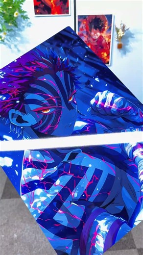 Demon Slayer Akaza Neon Art | Premium Metal Aluminum Poster | iMetalPoster Custom Wall Decor
