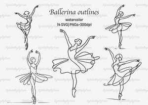 Ballerina Line Art Vector Svg, Ballerina Outline, Ballet Svg, Dancer Svg, Single Line Ballerina Silhouette, Cricut Svg, Png Decal Sticker - Etsy