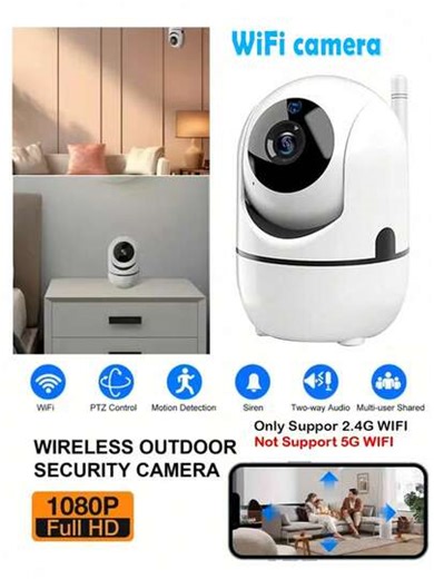 1/2pcs 1080P Smart WiFi Security Camera, 360° Rotating, Night Vision, Two-Way Audio, Motion Detection Alarm, USB Powered Indoor Wireless Camera With Siren, 24/7 Recording, Wide Angle Lens, Remote Access Via App | SHEIN