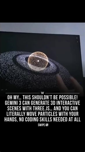 Think Vistaa on Instagram: "Gemini 3 just made magic real: one prompt → interactive 3D particle storm you control with your bare hands. No code, no extra hardware, just pure gesture-powered wonder. Here's how: open Google Al Studio (http://aistudio.google.com) - paste the prompts I'll drop below - let it generate the full code + copy everything - go to Gemini 3, create a new text file, paste the code rename the file from .txt → index.html open it in your browser - make sure your camera is ON for