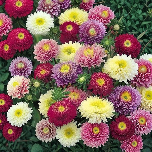 Powder Puff Aster Seeds Rainbow Mix Callistephus Chinensis Flower Garden Blooms Colorful 250 Seeds - Etsy
