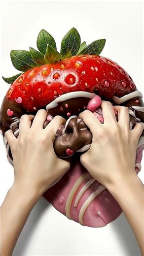 Strawberry Chocolate Glaze Slime ASMR! 🍓🍫 #slime #asmr #satisfying #shorts #glossy