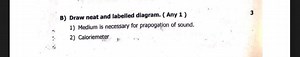 B) Draw neat and labelled diagram. ( Any 1 )31) Medium is nec... | Filo