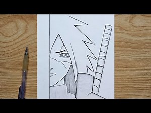 Easy anime half face drawing | How to draw Madara Uchiha step by step | Madara from Naruto tutorial