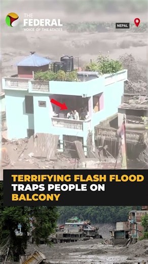 Nepal floods: Terrifying Nepal-Tibet border flash flood traps people indoors | #shorts