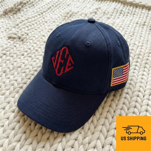 Embroidered Navy Baseball Cap, USA Flag Patch Dad Hat, Unisex Cotton - Etsy