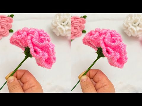 Crochet Carnation Flower Tutorial 🌸 | Easy & Realistic Crochet Flower for Beginners