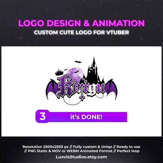 Custom Animated Vtuber Logo Design: Twitch, Kick, Youtube (PNG, MOV, WEBM) - Etsy