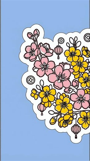 Easy Cherry Blossom & Lantern Drawing for Beginners