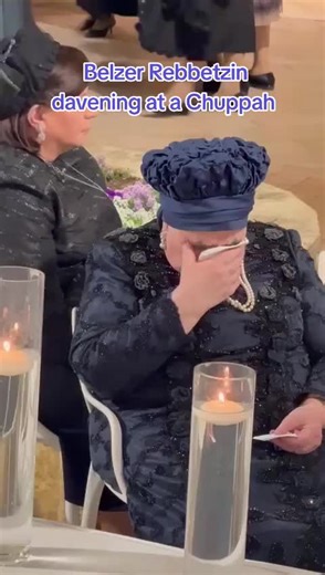 Belzer Rebbetzin Davening at Orthodox Wedding Chuppah