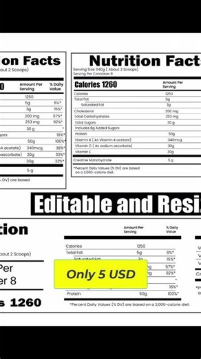 Professional Nutrition Facts Label template | #nutrition #nutritionfacts #template