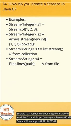 14. How do you create a Stream in Java 8?