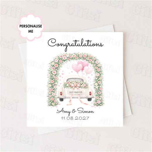 Personalised Wedding Card | Congratulations Wedding Card | Custom Names & Date Card | Just Married Card | Keepsake Wedding Card - Etsy