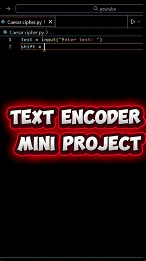 Aman Raj on Instagram: "Day 8 of my 100 Days – 100 Python Mini Projects challenge 🚀 In this video, I built a Python Text Encoder (Caesar Cipher) that encrypts any text by shifting characters — a simple introduction to cryptography concepts. 🔐 Logic-based encryption ⚡ Short & clean code 💡 Beginner-friendly mini project I’m posting one Python project every day to learn Python by building real tools. 👇 Comment ENCODED if you like this project 📌 Follow for Day 9 tomorrow #Day8 #100DaysOfCode #p