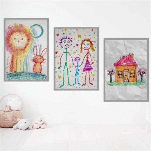 Kids Crayon Drawing Art Set | Hand-drawn Nursery Wall Decor | Playroom & Kids Room Printable - Etsy