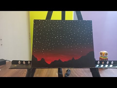 Simple acrylic painting on Canvas for beginners using red, black and white color