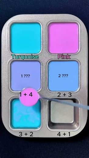 Create 4 colors from 2 colors: Turquoise + Pink #asmr #colormixing #mix #colors #mixing