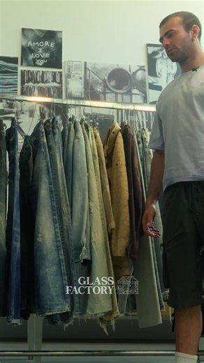 Glass Factory | These jeans are so reflective, they look like they’re glowing. This experimental Italian factory can apply this metallic foil effect in two... | Instagram