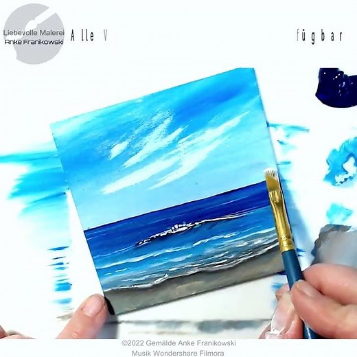 Painting beach and sea with acrylics for beginners #95