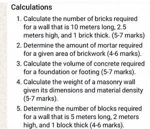 Calculations Calculate the number of bricks required for a wal... | Filo