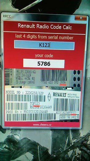 RENAULT RADIO CODE CALC - NO LIMIT