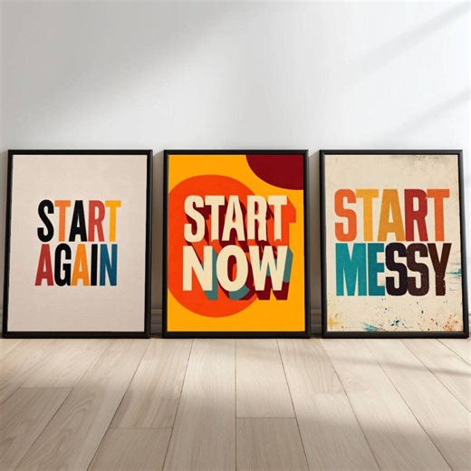 Motivational Poster Set of 3 – Office Wall Art Set – Inspirational Quote Prints – Home Office Decor – Typography Posters – Digital Download - Etsy