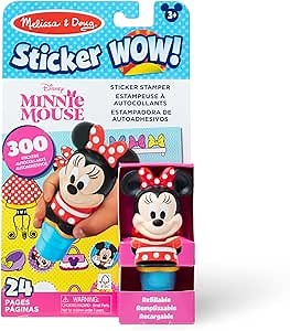 Melissa & Doug Sticker Wow!™ 24-Page Activity Pad and Sticker Stamper, 300 Stickers, Arts and Crafts Fidget Toy Collectible Character – Disney Minnie Mouse - for Kids Ages 3+ - FSC Certified