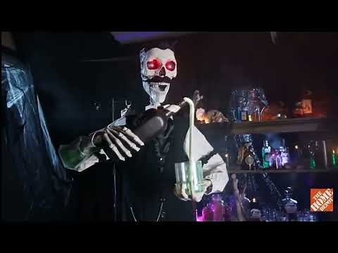 NEW FOR 2022 Home Depot 6ft Dean the Deathologist Bartender Skeleton Life Size Animatronic Halloween