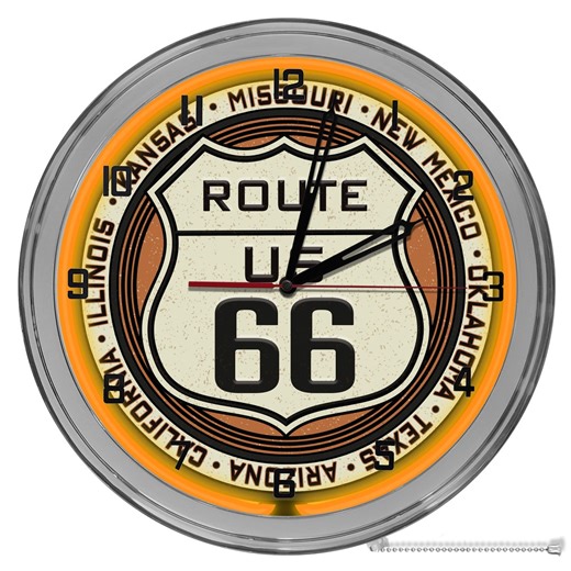 Vintage Route 66 Neon Clock: 16" Orange Light-up Garage Sign - Etsy