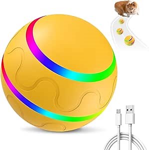 hoehew Vibrating Dog Ball, Moving Dog Ball, Shaky Ball Toy for Dogs, Interactive Bouncing Ball for Dog, Automatic Moving Dog Toy Ball, Shaking Dog Ball for Small Medium Large Dogs (#Large-Yellow)
