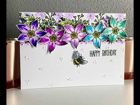 Batch make stamped die cuts, cut scallop borders & create a beautiful floral card with Julie Hickey