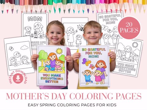 Printable Mother's Day Coloring Pages Gift for Mom Kids Art Classroom Activity Digital Download - Etsy
