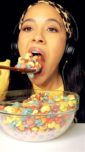 ASMR Big bites of Trix Cereal with Loud Crunching #shorts #camilleasmr #asmr
