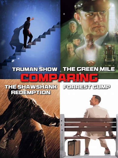 Comparing My 4 Favorite Movies || Best scene is >==== || #shawshankredemption #vs #thegreenmile #forrestgump #trumanshow #movietok #filmtok #writingwise #fiction #debate #movieedit #fyp
