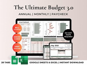 Ultimate Budget Spreadsheet Template Google Sheets/excel | Savings & Debt Tracker | All-in-one Annual Financial Planner Neutral Beige Green - Etsy