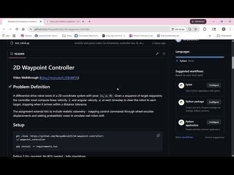 2D Waypoint Controller: Differential Drive Robot Kinematics