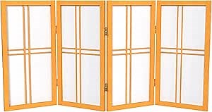 2 ft. Short Desktop Double Cross Shoji Screen - Honey - 4 Panels