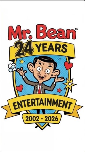 Mr Bean 24 years of the cartoon version 2002-2026 logo