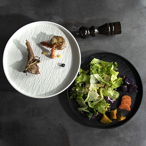 [Hot Item] Black White Carbon Veins Chef Hotel Restaurant Dinnerware Dinner Plates