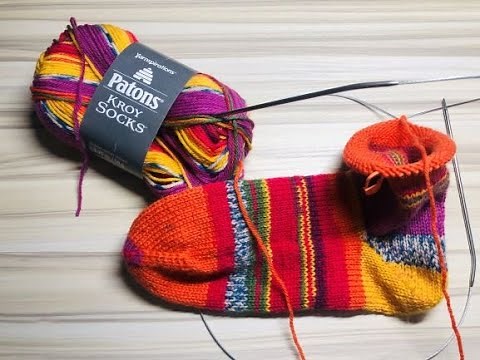 DIY KNIT TOE UP SOCKS NO TWIST CAST, NO HOLE, NO SEAM, EASY WRAP HEEL, STRECHY BIND OFF