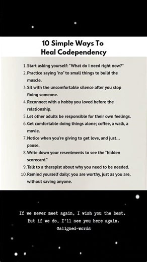 10 simple ways to heal codepndency #shorts #psychology #mentalhealth #codependency #fyp
