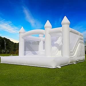 Amazon.com: White Bounce House Castle Inflatable with Slide and Ball Pit,Large Jumper Bouncy Castle with 950W Blower,Commercial Grade Jumping Bouncy Castle Jumping Bed for Wedding,Party,Amusement Park 15x15x10ft : Toys & Games