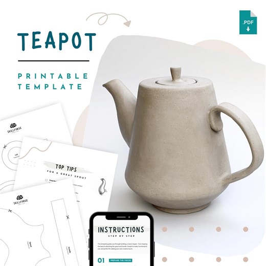 Teapot Pottery Template – DIY Slab Guide for Handbuilt Pottery | Beginner Pottery Tool | Handmade Ceramic Teapot (printable PDF Pattern) - Etsy UK