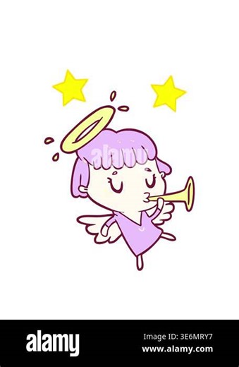 spinning stars animation of cute cartoon angel in bright glow color Stock Video Footage - Alamy