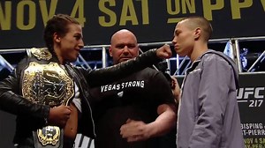206K views · 2.6K reactions | JOANNA SAVAGE!! Joanna Jedrzejczyk and Rose Namajunas face off for the FIRST TIME at the #UFC217 presser!! | UFC | Facebook