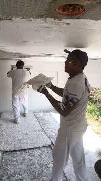 Como passar Gesso no teto de isopor #shots #construction #massadegesso