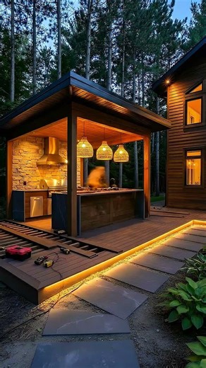 Modern Rustic Outdoor Kitchen Pavilion 2026: DIY Build Guide #shorts #garden #backyard