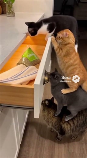 Cats try to take catnip #aiclips #catshorts #catnip #fyp