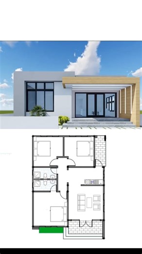 Plan de maison villa de 3 chambres. #architecture #construction #homedesign #maison #habitat | THEADesign