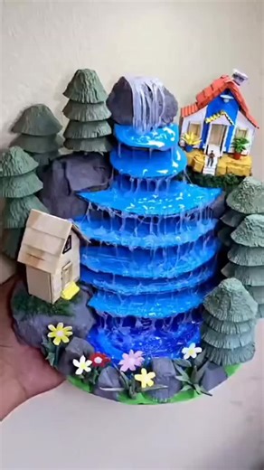 DreamyCrafts | DIY Waterfall with Just Cardboard & Glue Gun! Turning scraps into something beautiful step by step Watch the magic unfold! #CraftingMagic... | Instagram